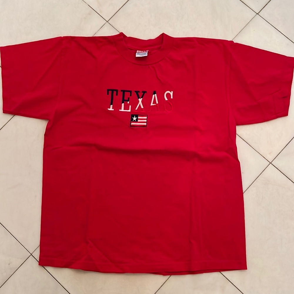 TEXAS T-shirt, short sleeve, heavyweight pre-shrunk 100% cotton, Red - Size L